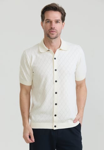 Shirt Short Sleeve Buttoned Basic Knit Shirt