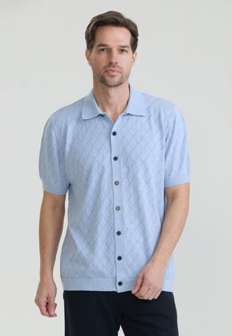 Shirt Short Sleeve Buttoned Basic Knit Shirt