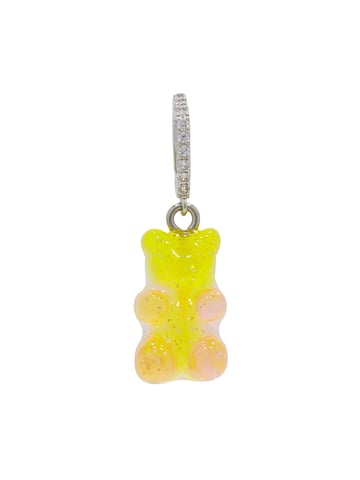 Fashionbox Charm rhodium-plated rubber bear yellow/pink zirconia white