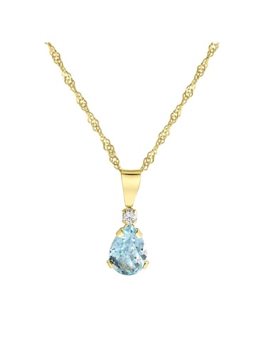 Fascination by Ellen K. Necklace 375 gold with blue topaz and white zirconia