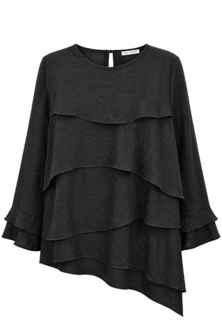 Frilly Long Sleeve Crew Neck Blouse