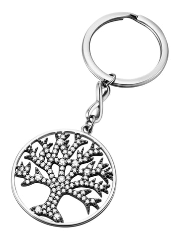 Julie Julsen Key fob Stainless steel black tree of life zirconia