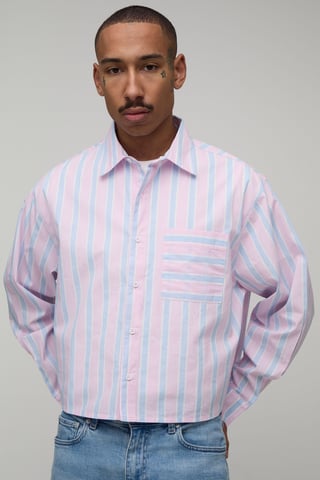Cropped Boxy Oversized Stripe Shirt