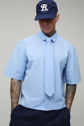 Oversized Boxy Half Sleeve Shirt and Tie