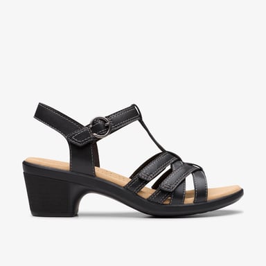 Emily2 Roze Zwarte Leren Sandalen