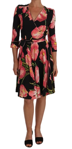 Dolce Gabbana Tulip Print Wrap Dress