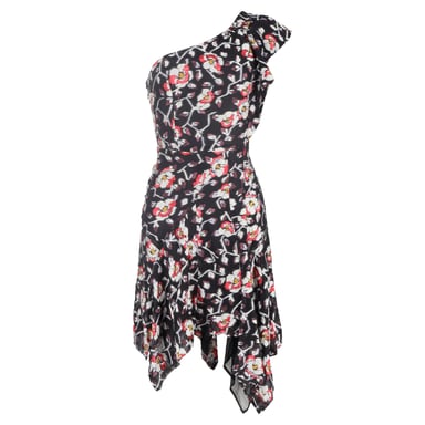 Isabel Marant One Shoulder Minijurk in Bloemenprint Zijde