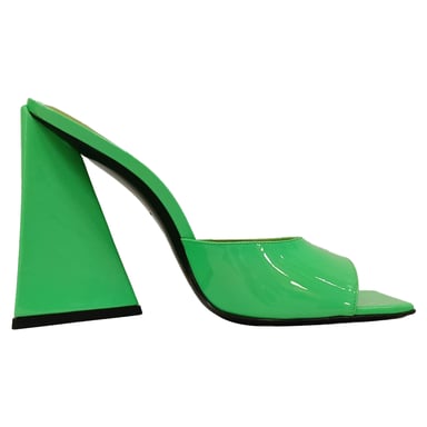 The Attico Devon Mules in Neon Green Patent Leather