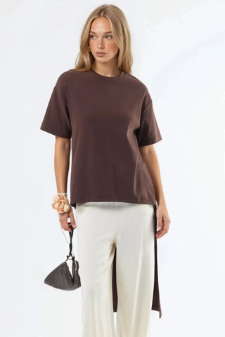 Oversized Crew Neck Tunic with Slit