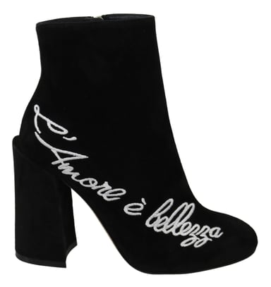 Dolce & Gabbana Black Suede L'Amore E'Bellezza Stövlar Skor