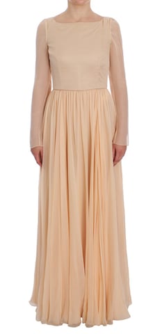 Dolce Gabbana Maxi Klänning Beige Plissér