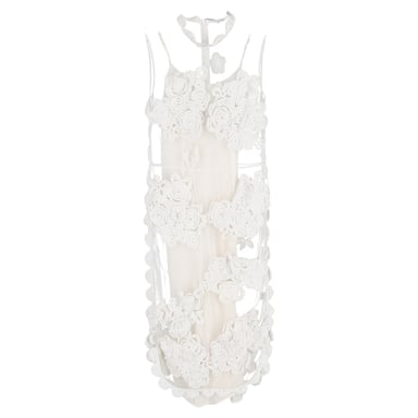 Simone Rocha Bloemapplicatie Gaas Midi Jurk in Witte Polyester