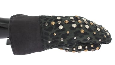 Leopard Print Studded Gloves