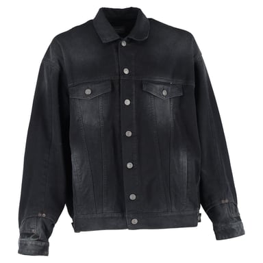 Balenciaga Washed Deconstructed Denim Jacket in Black Cotton