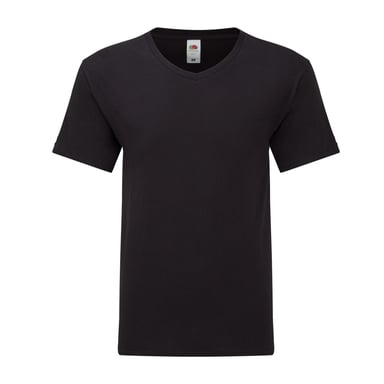 Fruit of the Loom Mens Iconic 150 V Neck T-Shirt (Black)