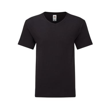 Fruit of the Loom Mens Iconic 150 V Neck T-Shirt (Black)