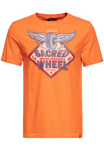 King Kerosin Herren Oil Washed T-Shirt Sacred Wheel