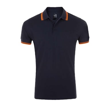 SOLS Mens Pasadena Polo Shirt (French Navy/Neon Orange)