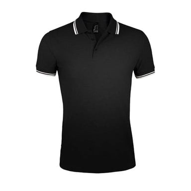 SOLS Mens Pasadena Polo Shirt (Black/White)