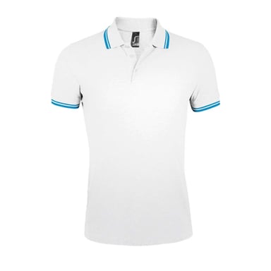 SOLS Mens Pasadena Polo Shirt (White/Aqua)