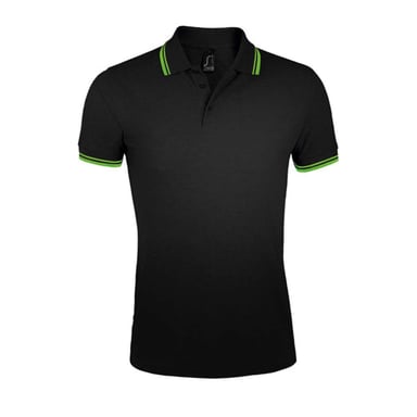 SOLS Mens Pasadena Polo Shirt (Black/Lime)