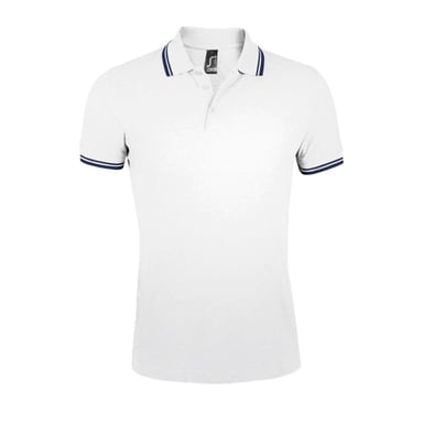 SOLS Mens Pasadena Polo Shirt (White/Navy)