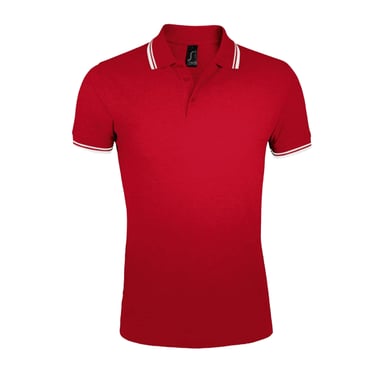 SOLS Mens Pasadena Polo Shirt (Red/White)