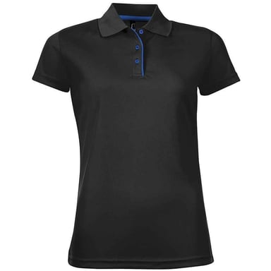 SOLS Womens/Ladies Performer Sports Polo Shirt (Black)