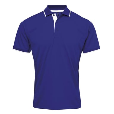 Premier Mens Contrast Coolchecker Polo Shirt (Royal Blue/White)
