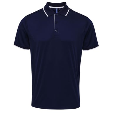 Premier Mens Contrast Coolchecker Polo Shirt (Navy)