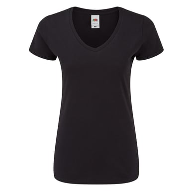 Fruit Of The Loom Womens/Ladies Iconic V Neck T-Shirt (Black)