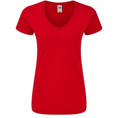 Fruit Of The Loom Womens/Ladies Iconic V Neck T-Shirt (Red)
