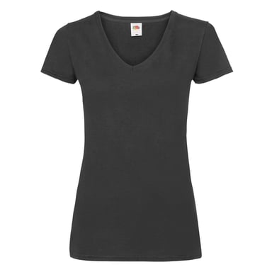 Fruit of the Loom Womens/Ladies Valueweight V Neck T-Shirt (Black)
