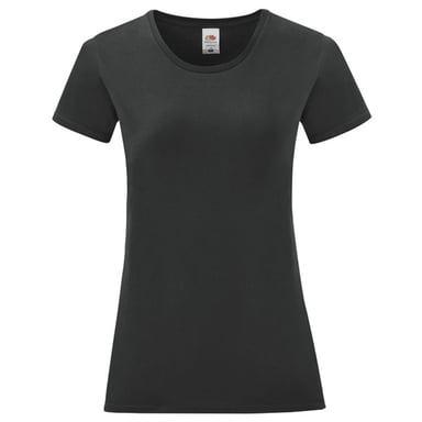 Fruit of the Loom Womens/Ladies Iconic Combed Cotton T-Shirt (Black)