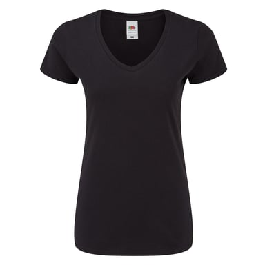 Fruit of the Loom Womens/Ladies Iconic 150 V Neck T-Shirt (Black)