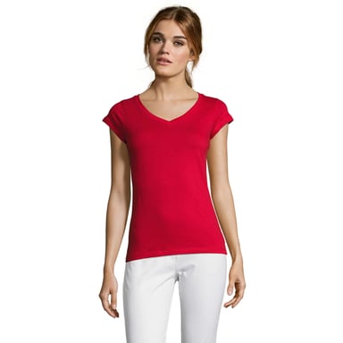 SOLS Womens/Ladies Moon V Neck T-Shirt (Red)