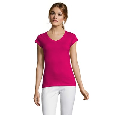 SOLS Womens/Ladies Moon V Neck T-Shirt (Fuchsia)