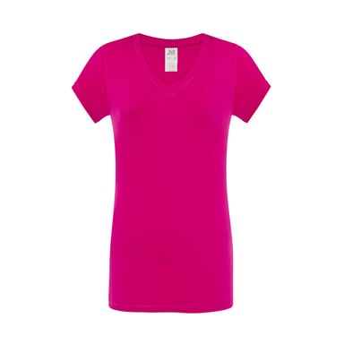 JHK Womens/Ladies Sicilia V Neck T-Shirt (Fuchsia)