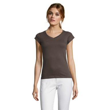 SOLS Womens/Ladies Moon V Neck T-Shirt (Dark Grey Solid)
