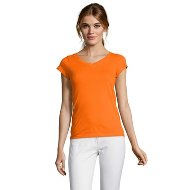SOLS Womens/Ladies Moon V Neck T-Shirt (Orange)