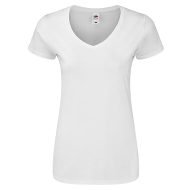Fruit of the Loom Womens/Ladies Iconic 140 V Neck T-Shirt (White)