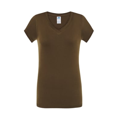 JHK Womens/Ladies Sicilia V Neck T-Shirt (Khaki)