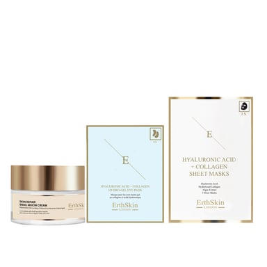 Huidherstellende Slakkenmucine Crème 50 ml + Hyaluronzuur + Collageen Hydrogel Oogpads 5 X 2 + Hyaluronzuur & Collageen Masker (3 Vellen)