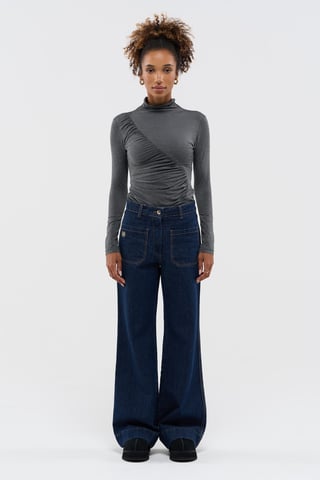 BENU Women's Dark Navy Wide Leg Jeans