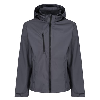 Regatta Mens Venturer 3 Layer Hooded Soft Shell Jacket (Seal Grey/Black)