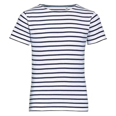 SOLS Childrens/Kids Miles Round Neck T-Shirt (White/Navy)