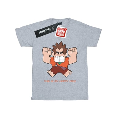 Disney Heren Wreck It Ralph Happy Face T-Shirt (Sportgrijs)