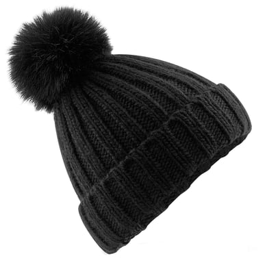 Beechfield Unisex Adult Verbier Faux Fur Pom Pom Beanie (Black)