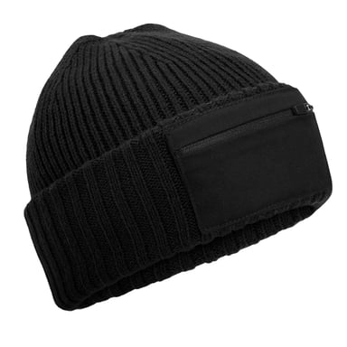 Beechfield Zip Patch Beanie (Black)
