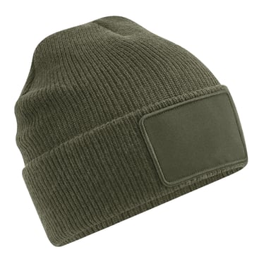 Beechfield Thinsulate Removable Patch Beanie (Military Green)